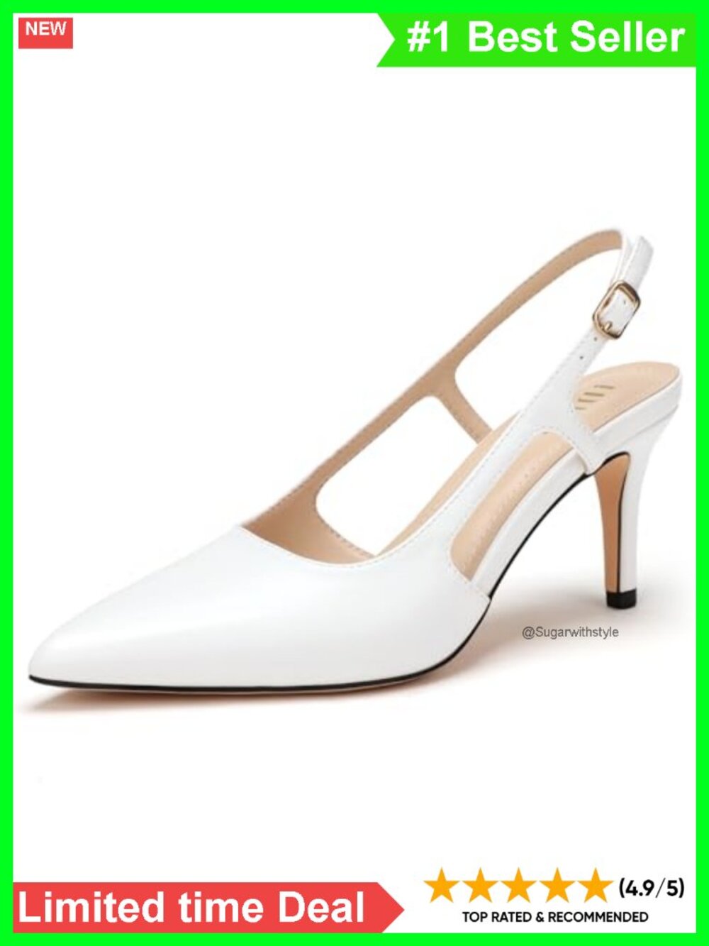 Kitten Heel Slingback Pointed Toe Pumps Dress Shoes